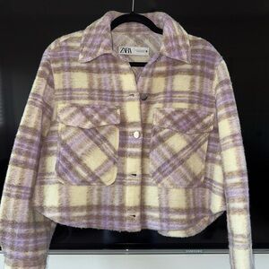 Zara Lavender and Cream Checkered Jacket